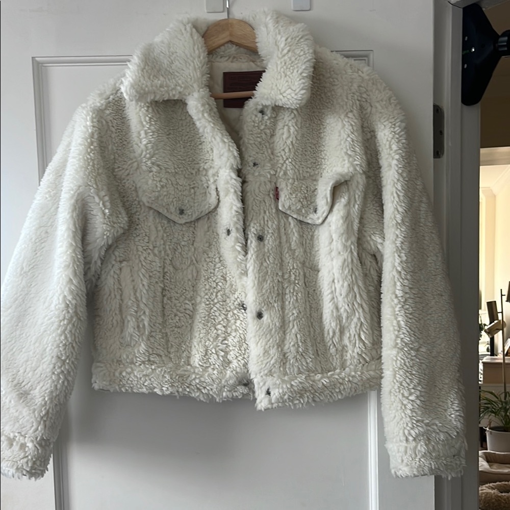 Levi’s White Sherpa Quilted Trucker Jacket